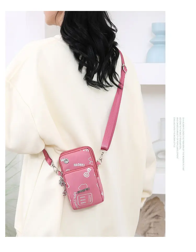 Pink Casual Shoulder Bag with Mobile Pocket — feature 21