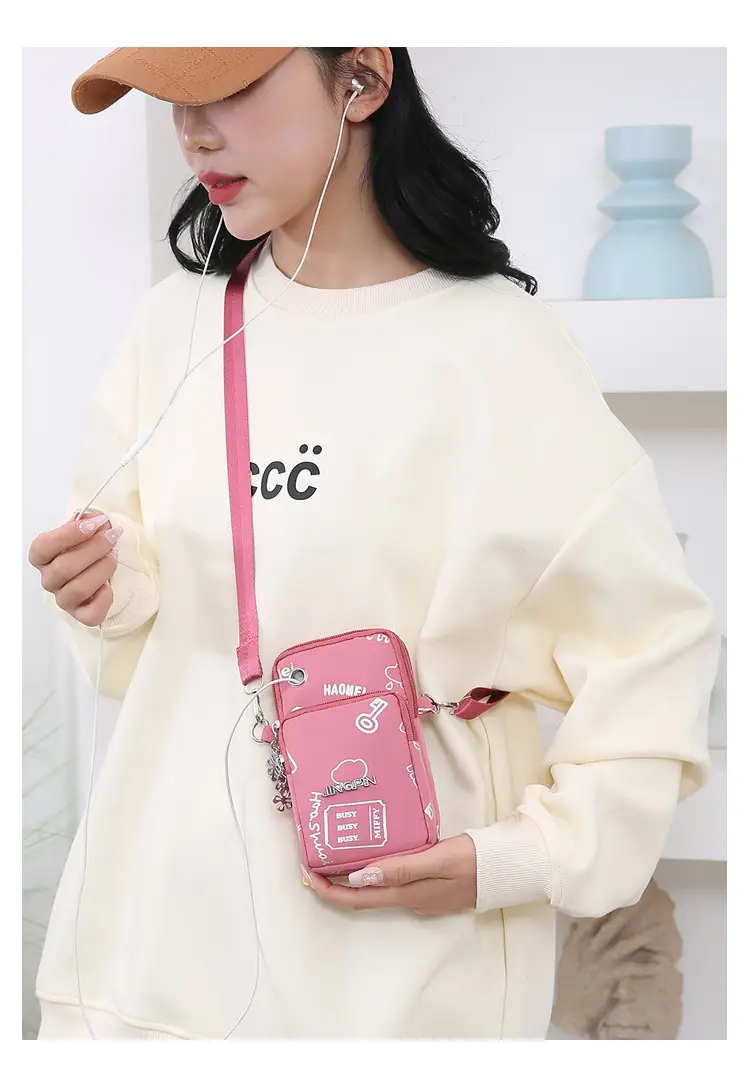 Pink Casual Shoulder Bag with Mobile Pocket — feature 22