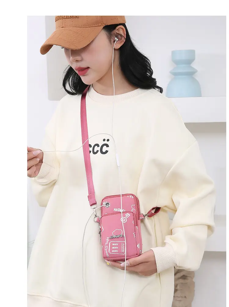 Pink Casual Shoulder Bag with Mobile Pocket — feature 23