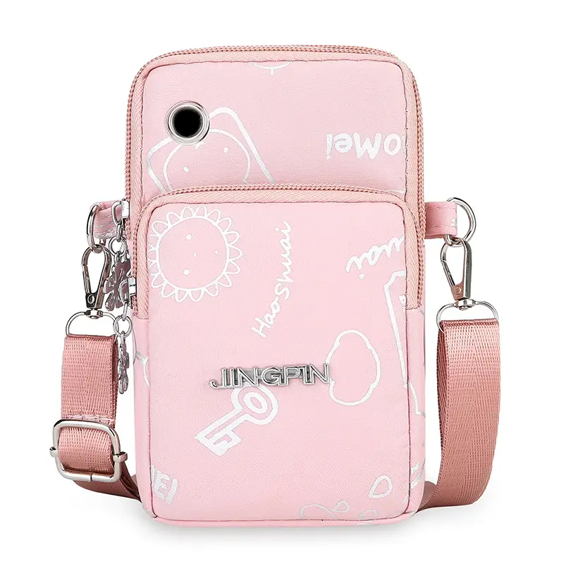 Pink Casual Shoulder Bag with Mobile Pocket - Image 2