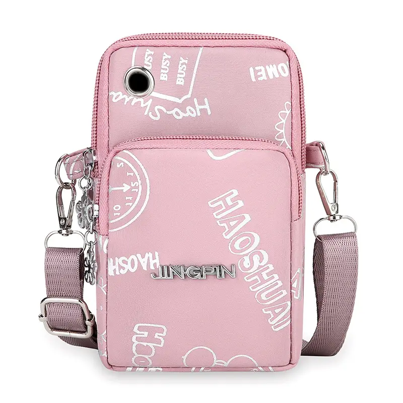 Pink Casual Shoulder Bag with Mobile Pocket - Image 6