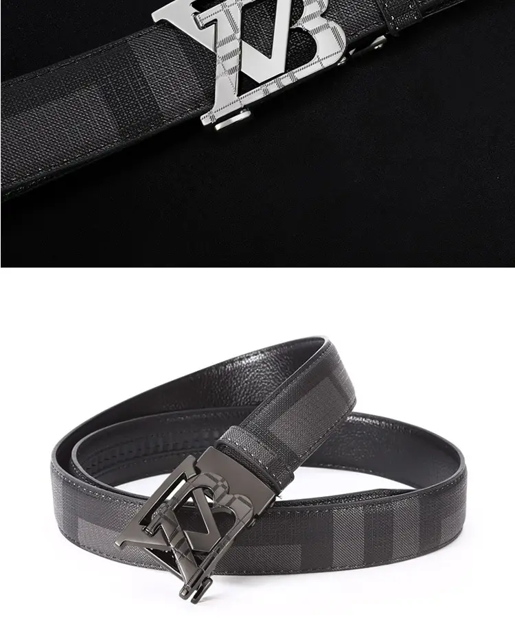 Men's Black Leather Belt with Automatic Buckle — feature 11