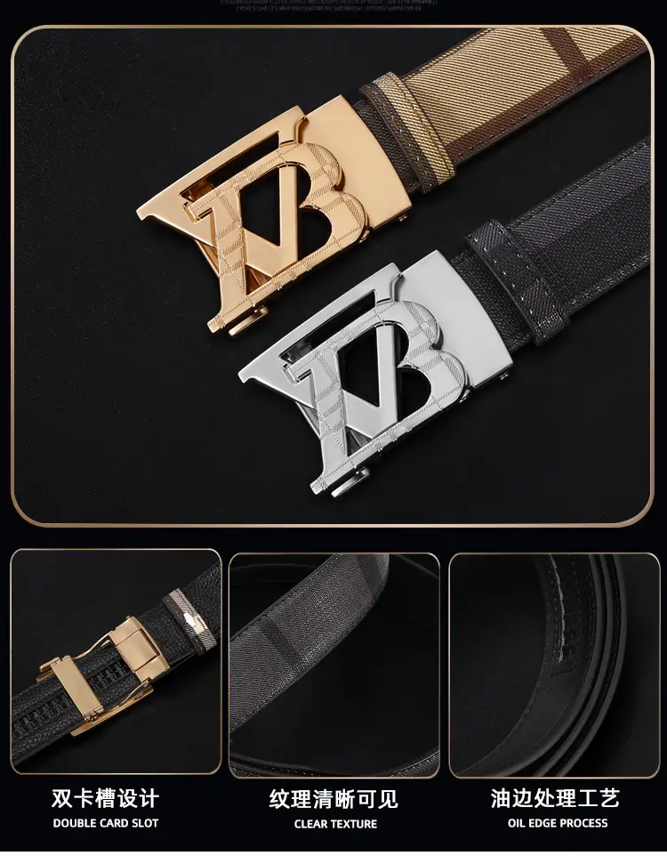 Men's Black Leather Belt with Automatic Buckle — feature 4