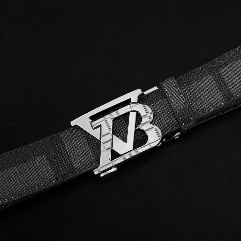 Men's Black Leather Belt with Automatic Buckle - Image 2
