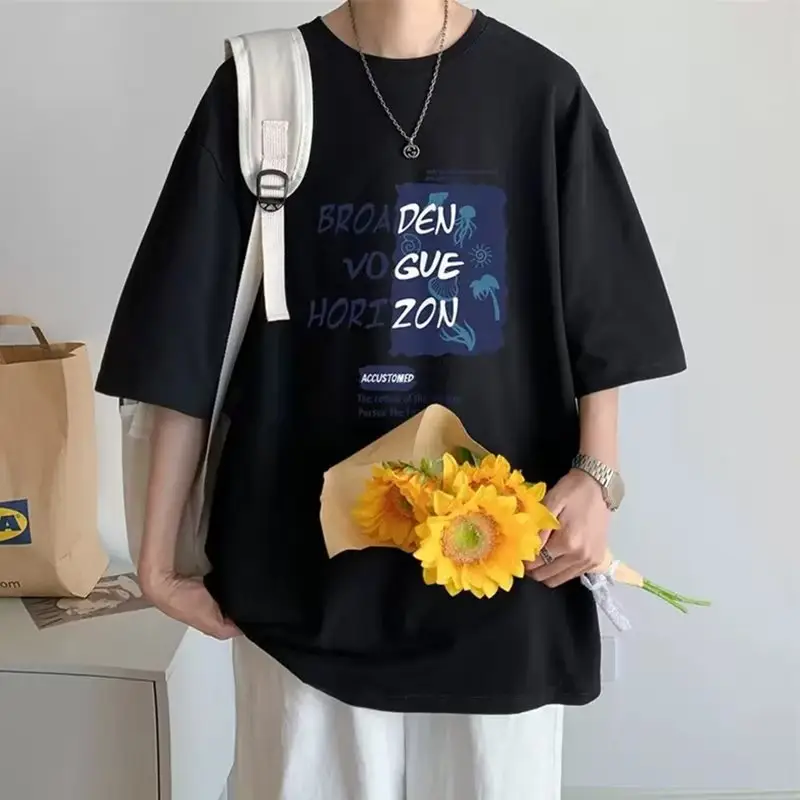 Men White Loose T-Shirt Summer Casual Brand - Image 13