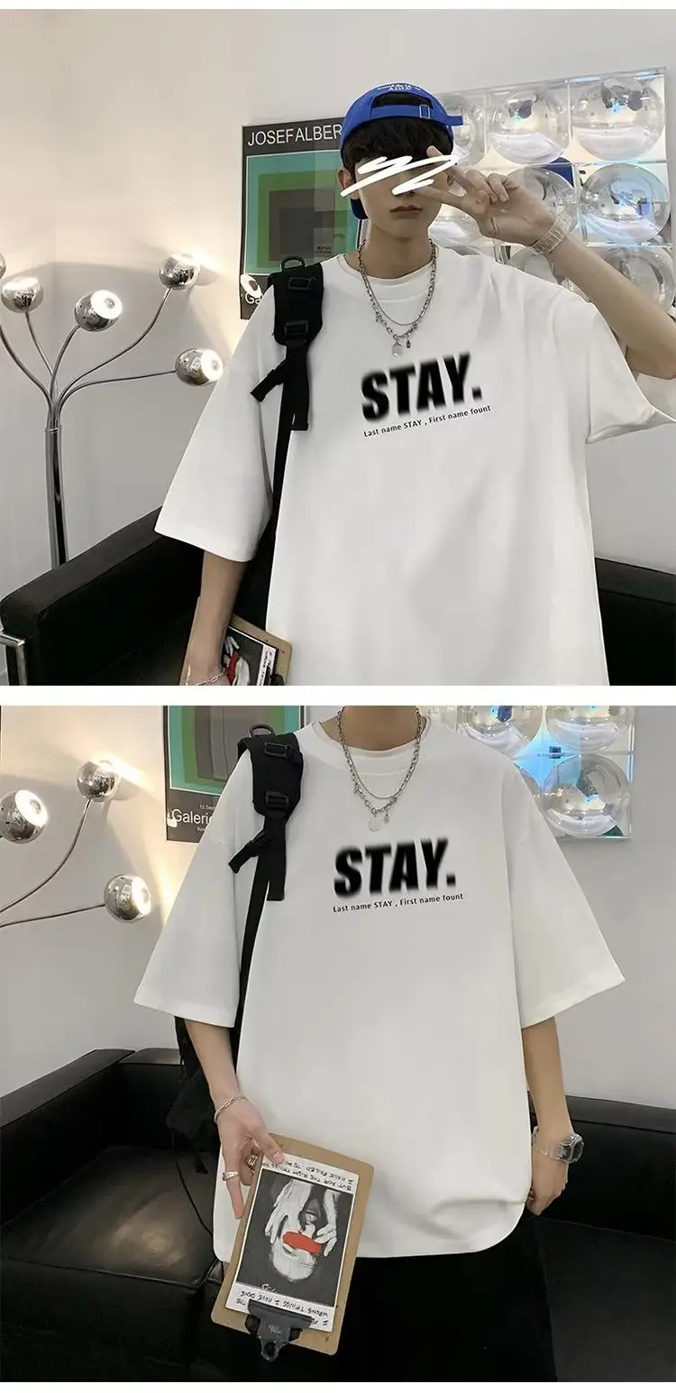 Men White Loose T-Shirt Summer Casual Brand — feature 11
