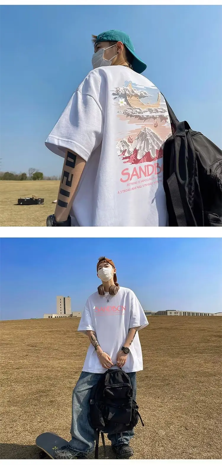 Men White Loose T-Shirt Summer Casual Brand — feature 15