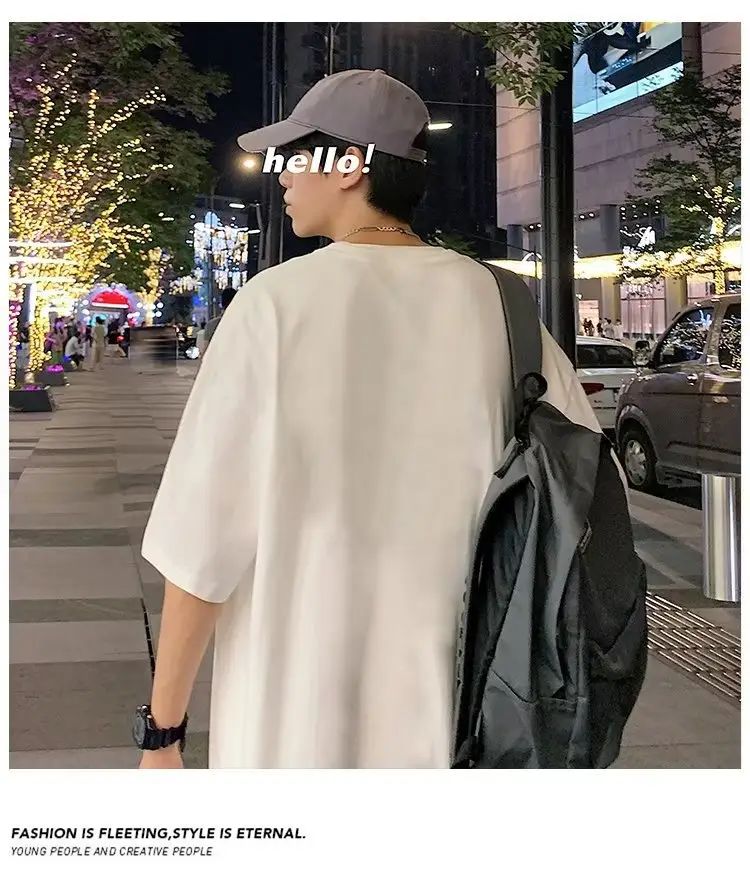 Men White Loose T-Shirt Summer Casual Brand — feature 18