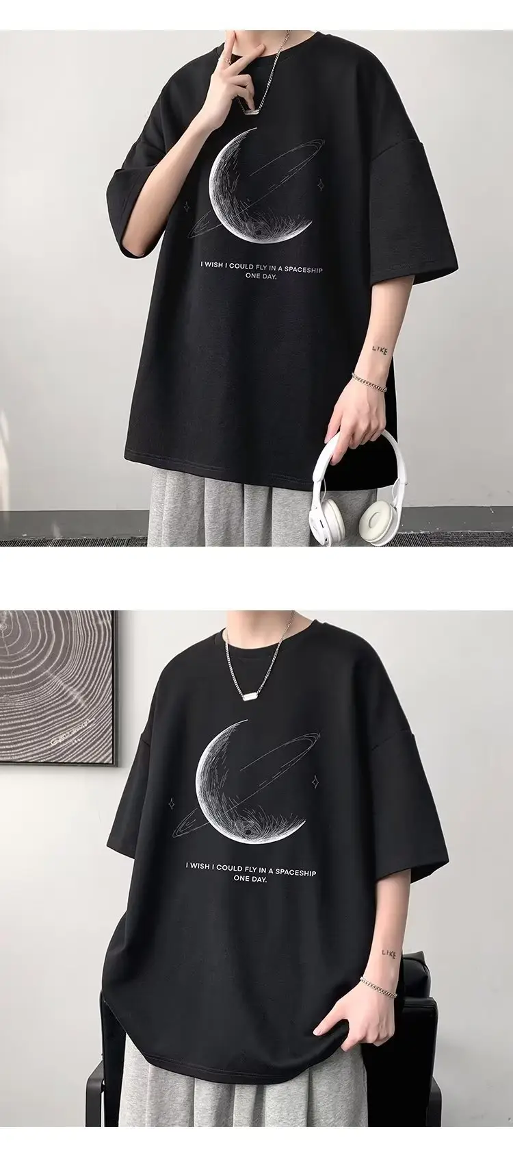 Men White Loose T-Shirt Summer Casual Brand — feature 20
