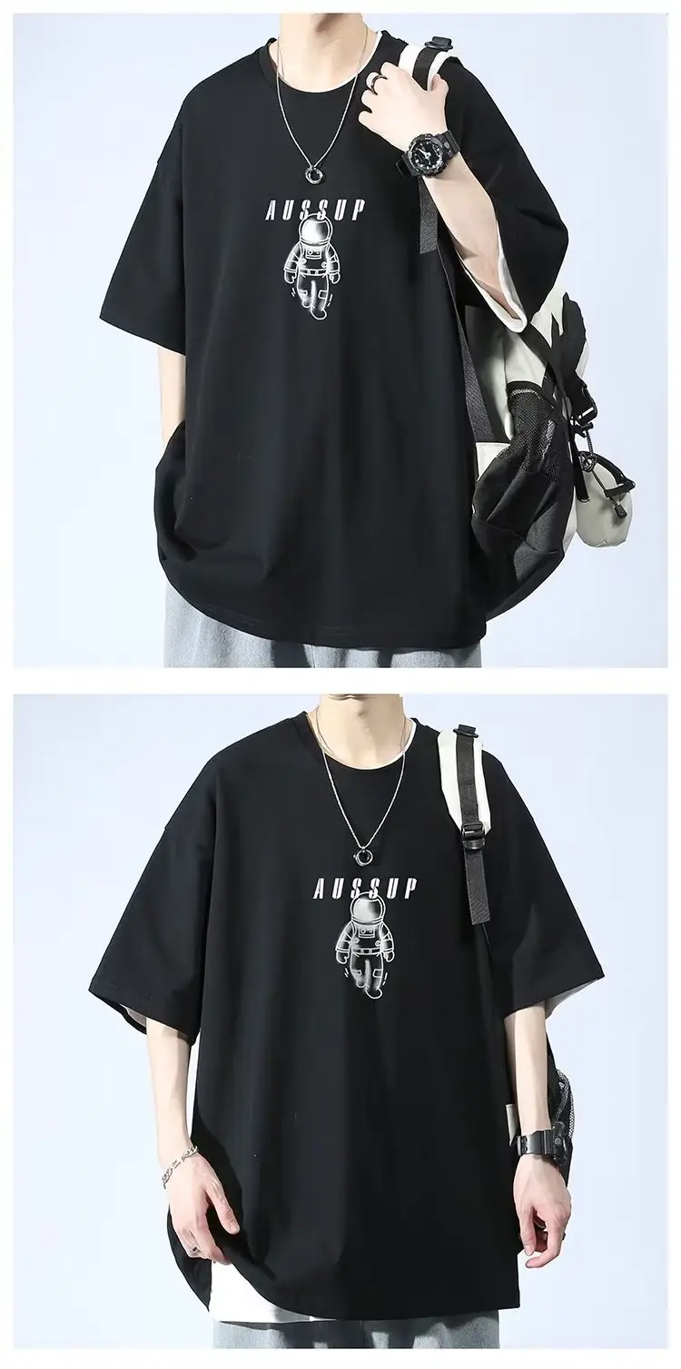 Men White Loose T-Shirt Summer Casual Brand — feature 6