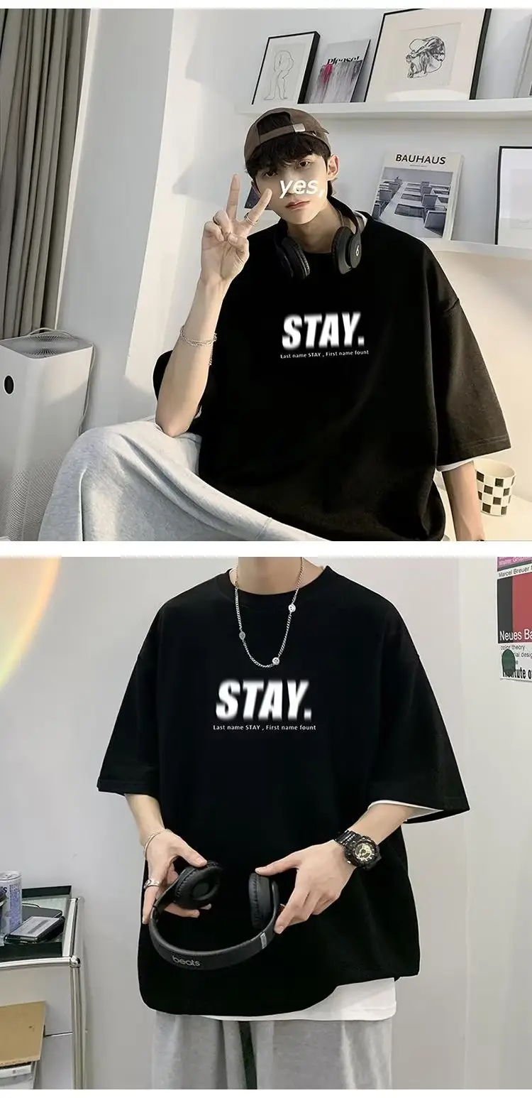 Men White Loose T-Shirt Summer Casual Brand — feature 9