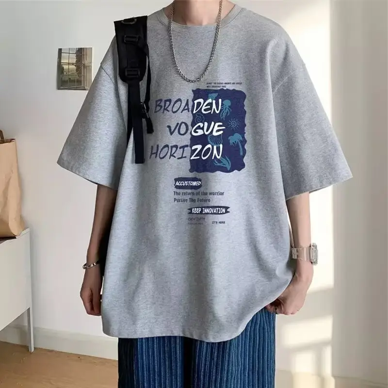 Men White Loose T-Shirt Summer Casual Brand - Image 15