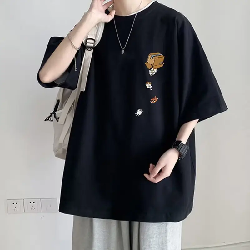 Men White Loose T-Shirt Summer Casual Brand - Image 17