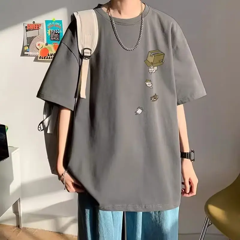 Men White Loose T-Shirt Summer Casual Brand - Image 18