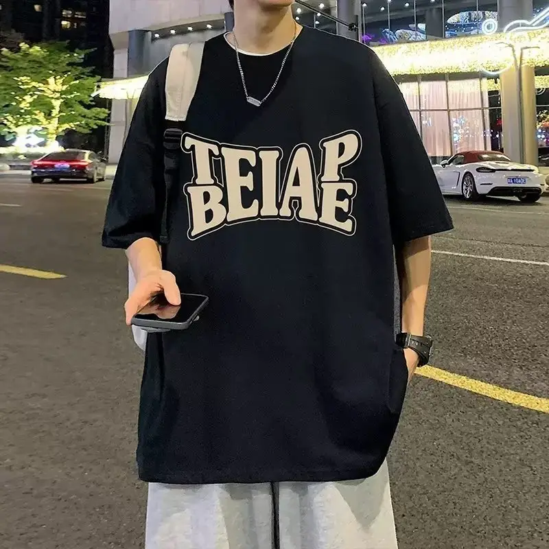 Men White Loose T-Shirt Summer Casual Brand - Image 26