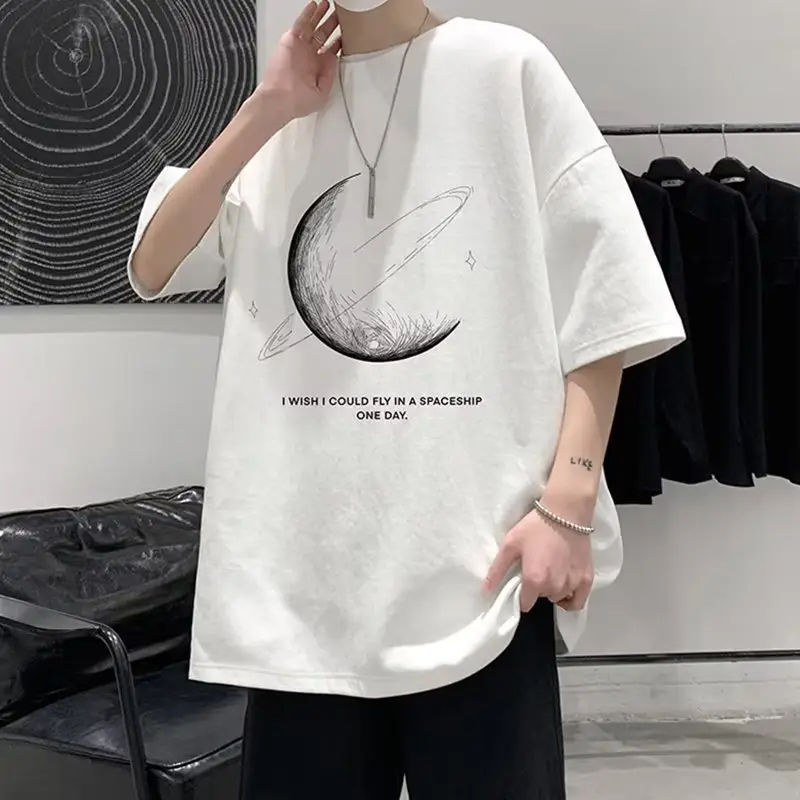 Men White Loose T-Shirt Summer Casual Brand - Image 28