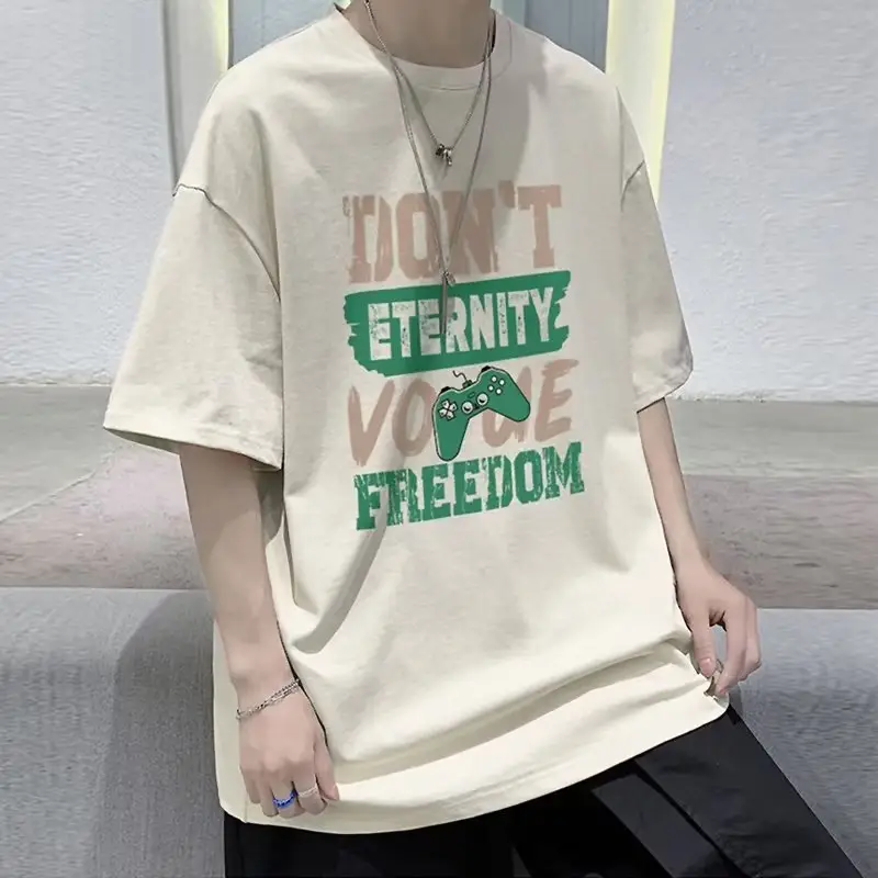 Men White Loose T-Shirt Summer Casual Brand - Image 3