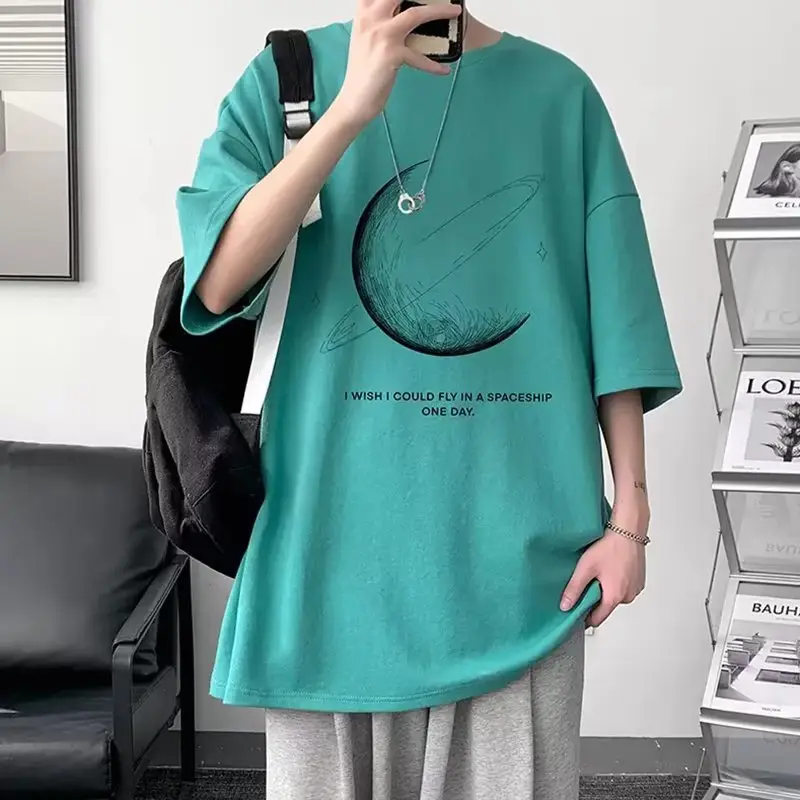 Men White Loose T-Shirt Summer Casual Brand - Image 30
