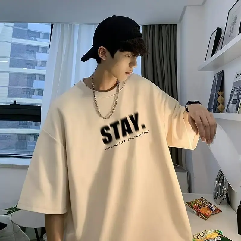 Men White Loose T-Shirt Summer Casual Brand - Image 33
