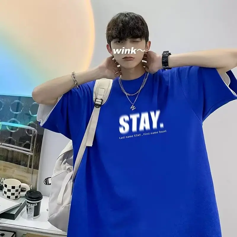 Men White Loose T-Shirt Summer Casual Brand - Image 34
