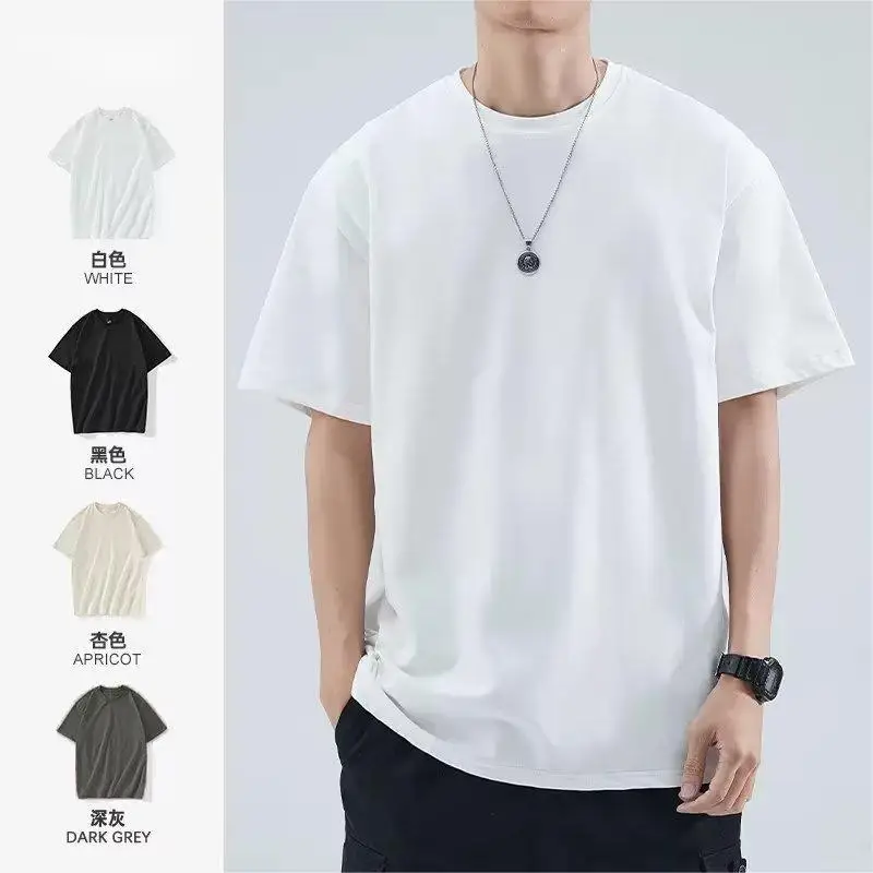 Men White Loose T-Shirt Summer Casual Brand - Image 35