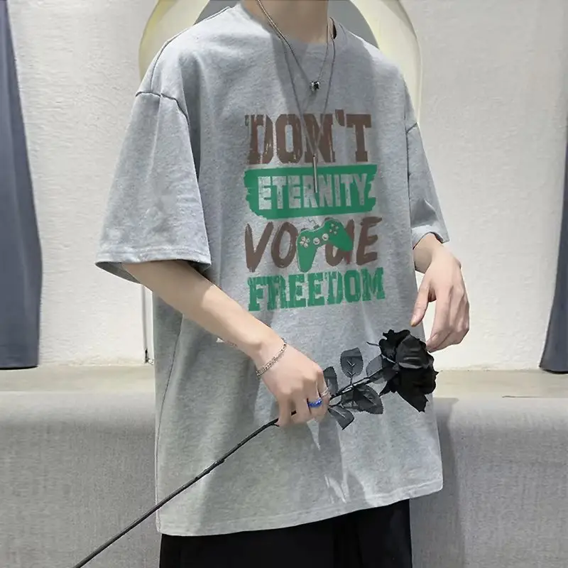 Men White Loose T-Shirt Summer Casual Brand - Image 5