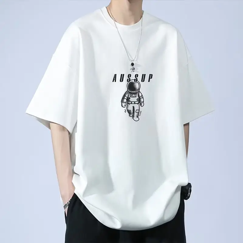 Men White Loose T-Shirt Summer Casual Brand - Image 7