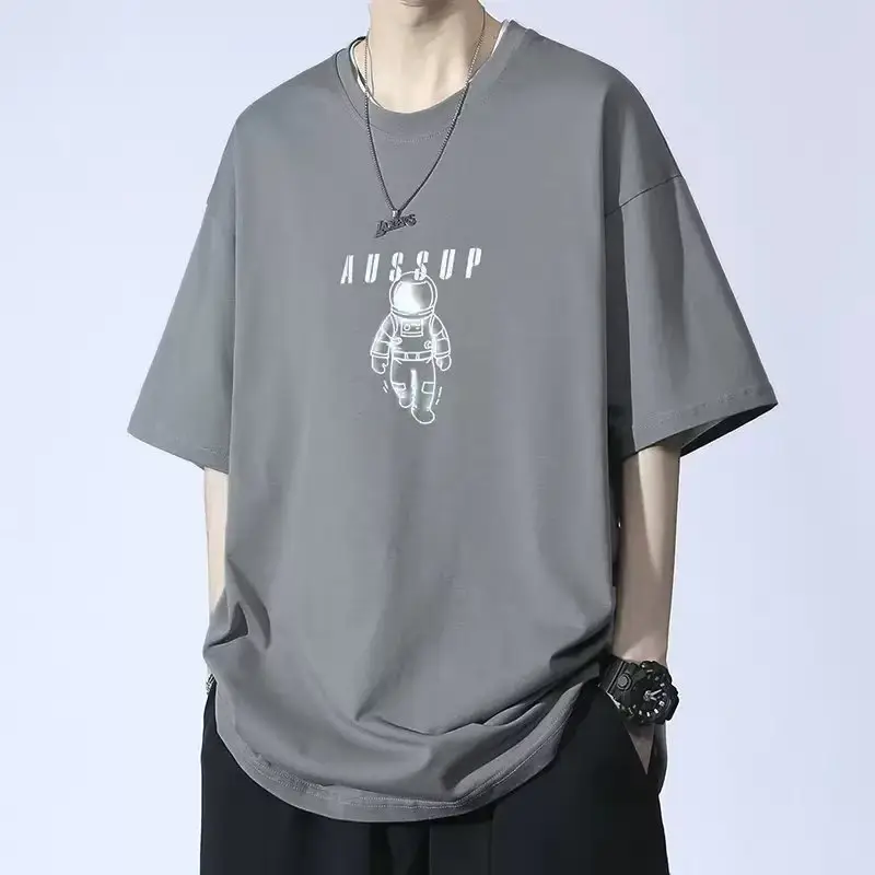 Men White Loose T-Shirt Summer Casual Brand - Image 9