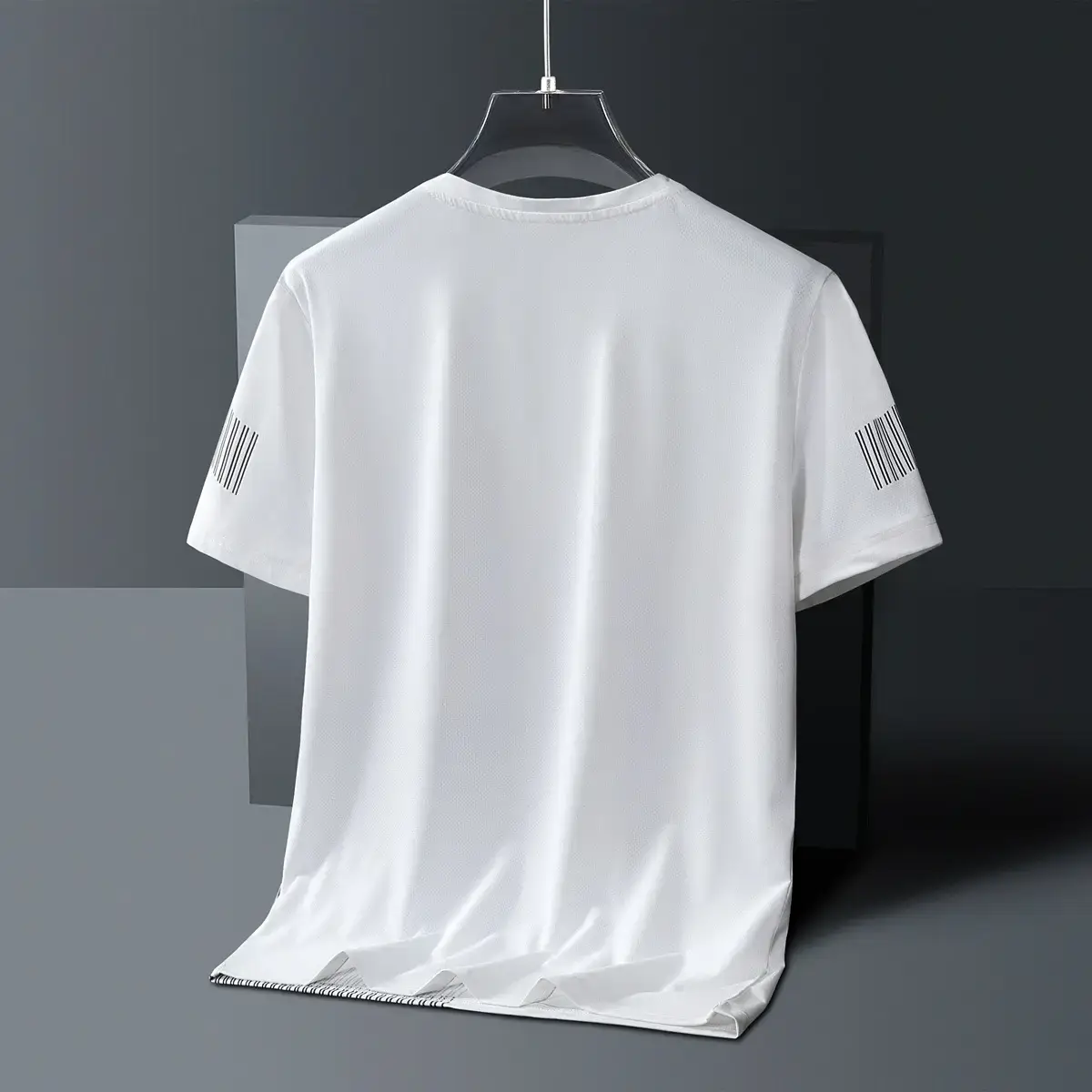 Men White Ice Silk T-Shirt Casual Summer Lightweight - Image 6