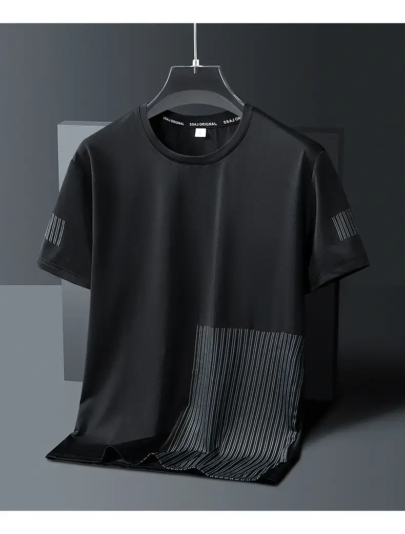 Men White Ice Silk T-Shirt Casual Summer Lightweight — feature 12
