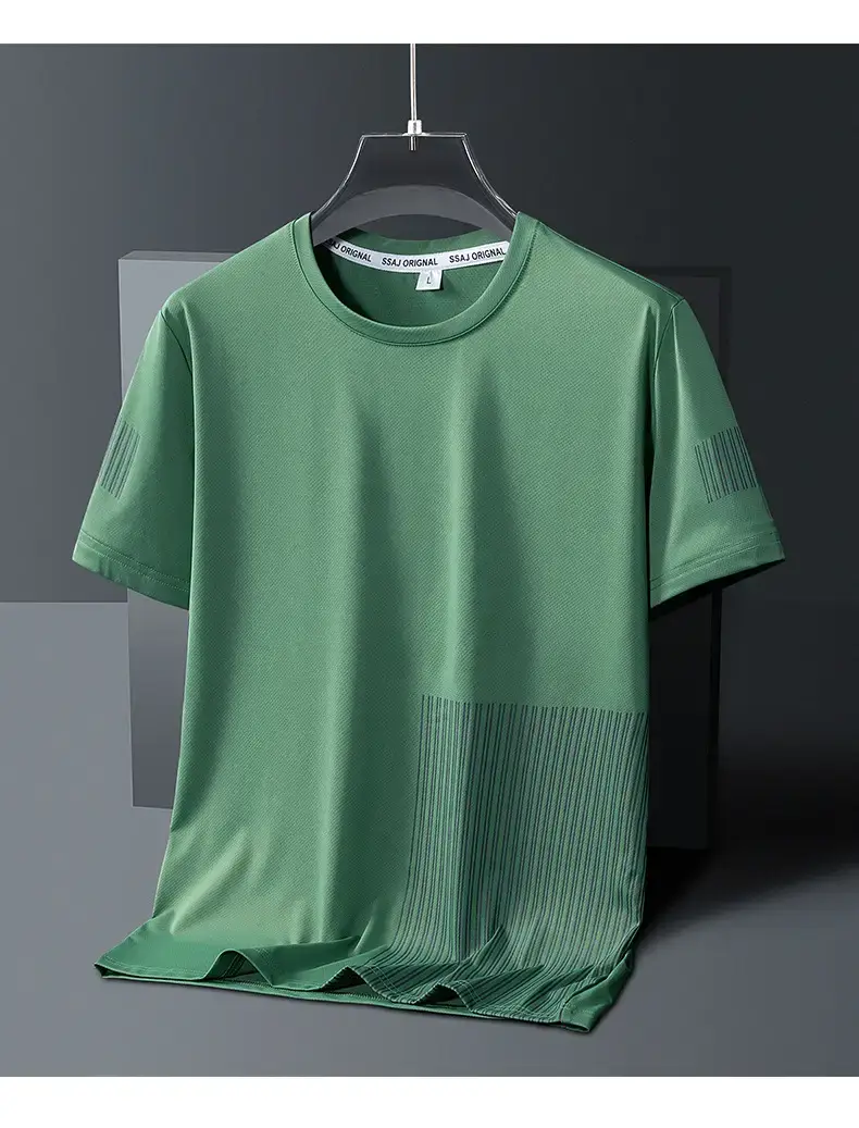 Men White Ice Silk T-Shirt Casual Summer Lightweight — feature 13