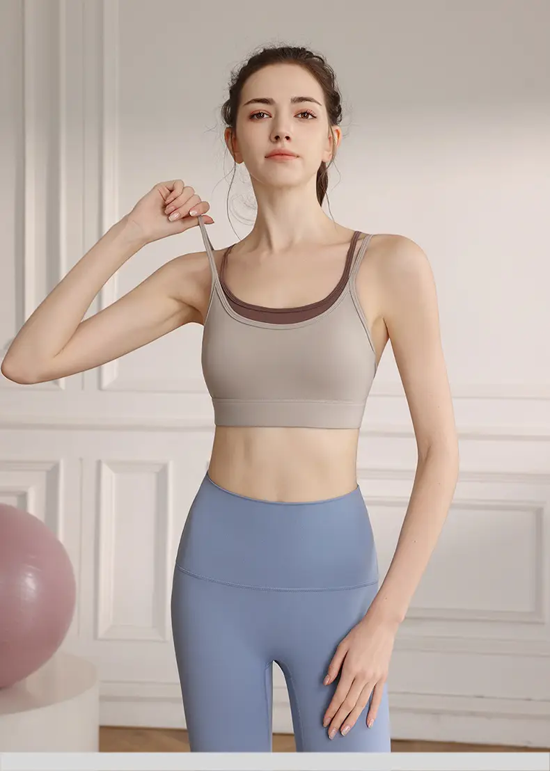 Sports Underwear Shockproof High Strength with Buckle Fixed Yoga Clothing Beauty Back Running Fitness Bra Yoga Vest — feature 9