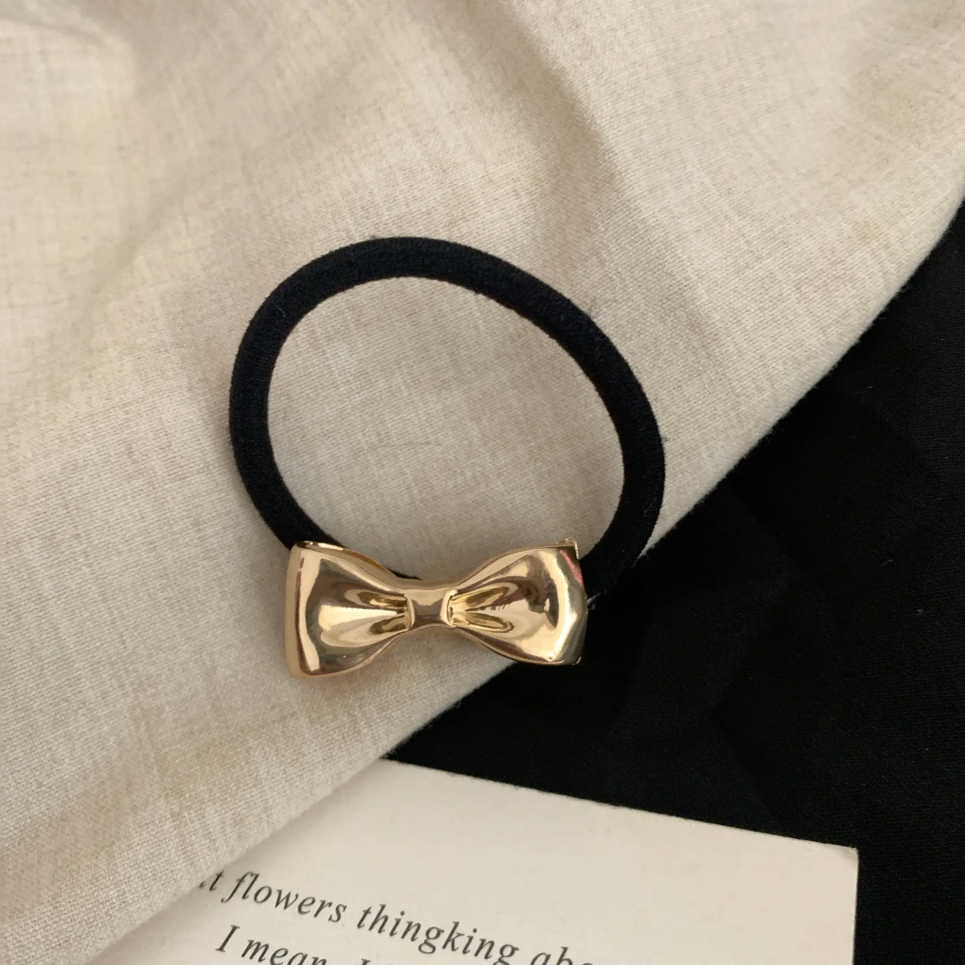 4# Golden Bow Hair Rings