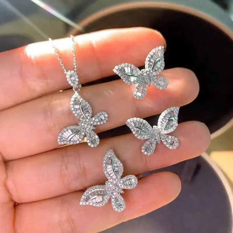 Feminine Butterfly Zircon Necklace with Diamond Chain - Image 2