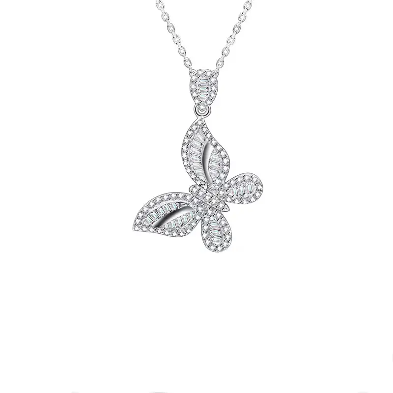 Feminine Butterfly Zircon Necklace with Diamond Chain - Image 5