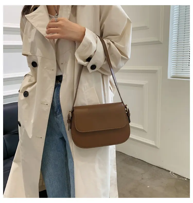 Vintage Niche Tofu Bag Small Women's All-Match Explosions Brown — feature 26