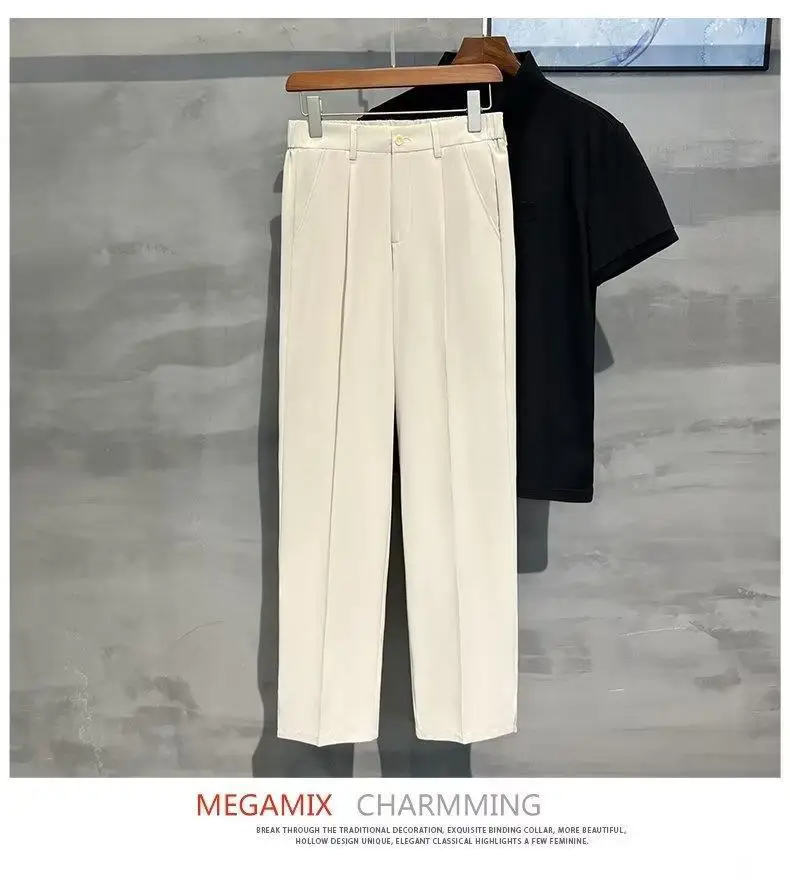 Men Korean Style Straight Pants Grey Spring Summer Casual — feature 11