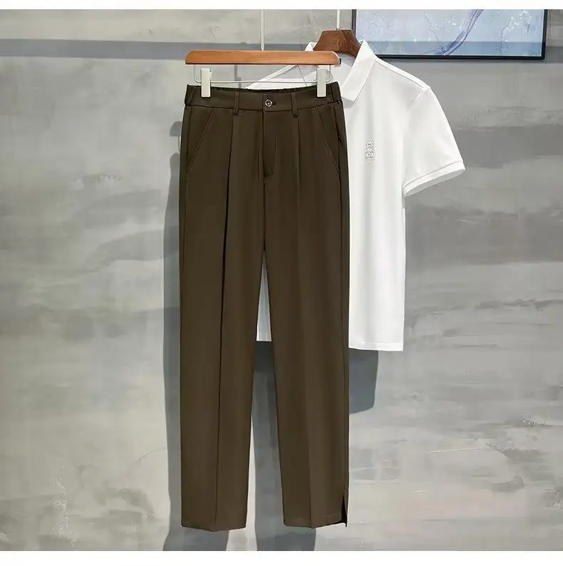 Men Korean Style Straight Pants Grey Spring Summer Casual — feature 12