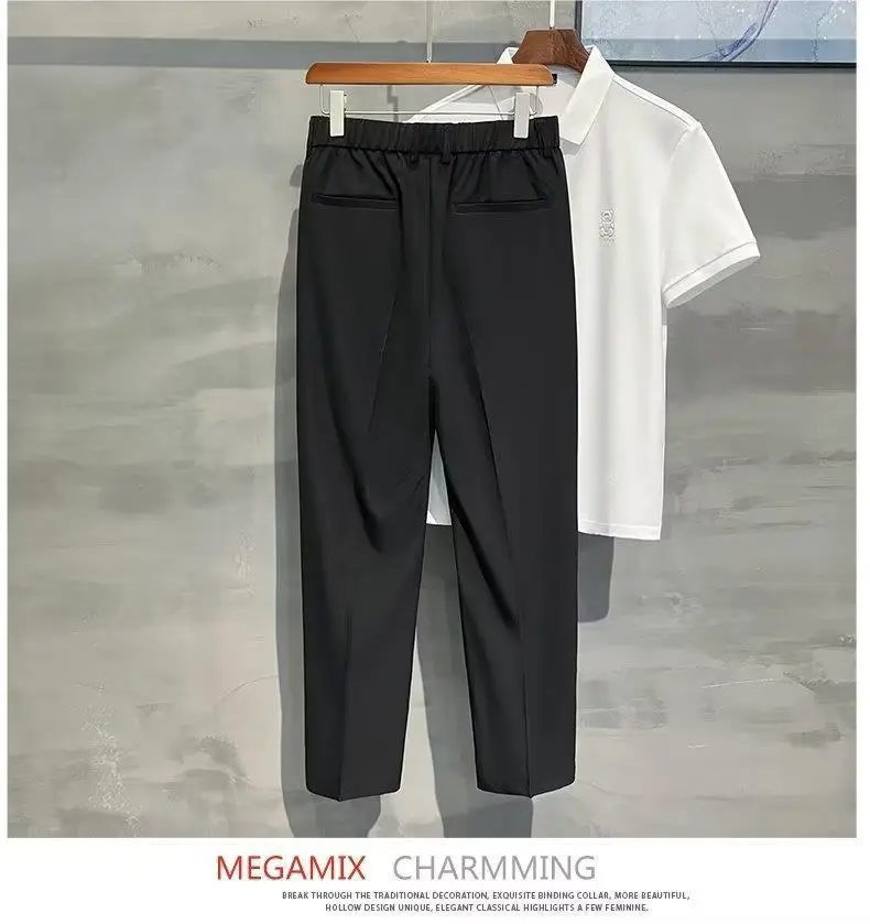 Men Korean Style Straight Pants Grey Spring Summer Casual — feature 15