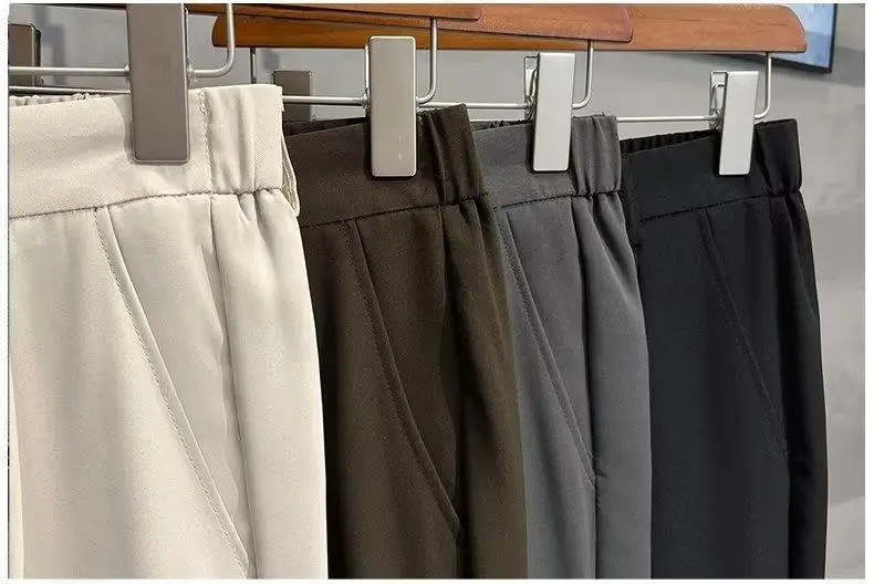 Men Korean Style Straight Pants Grey Spring Summer Casual — feature 17