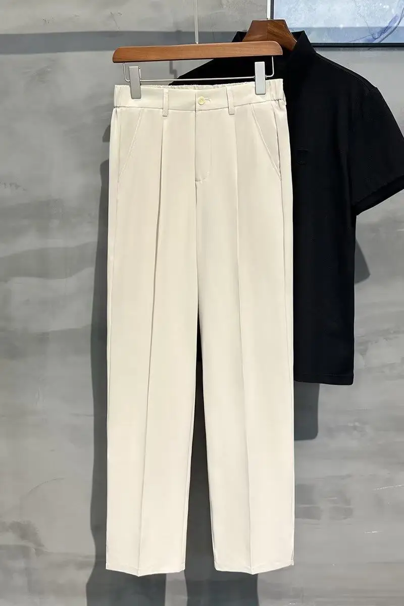 Men Korean Style Straight Pants Grey Spring Summer Casual — feature 2