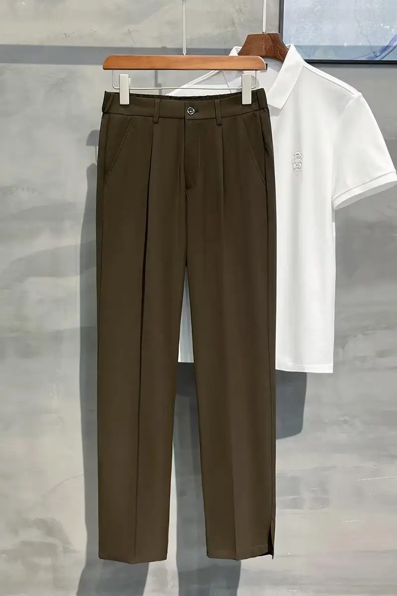 Men Korean Style Straight Pants Grey Spring Summer Casual — feature 3