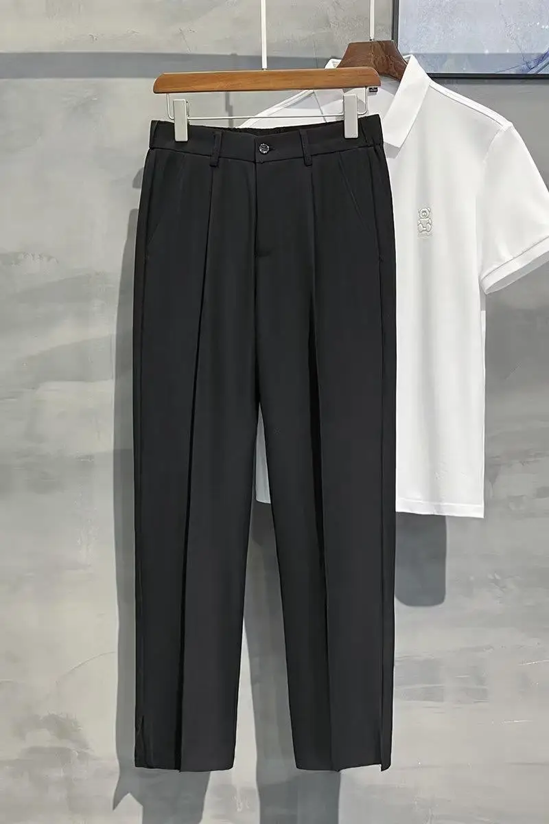 Men Korean Style Straight Pants Grey Spring Summer Casual — feature 5