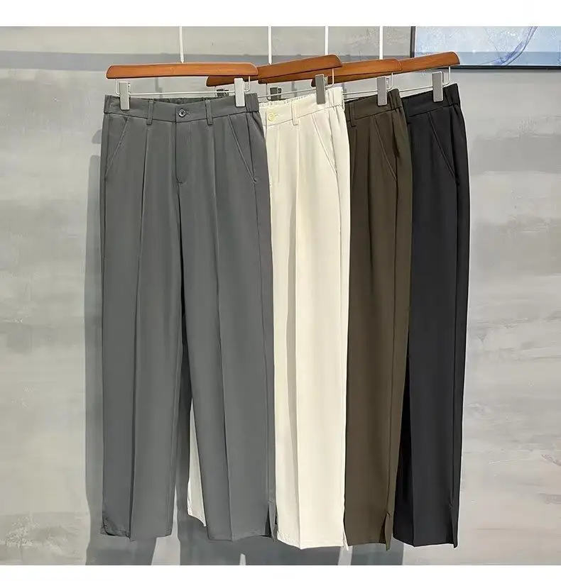 Men Korean Style Straight Pants Grey Spring Summer Casual — feature 8