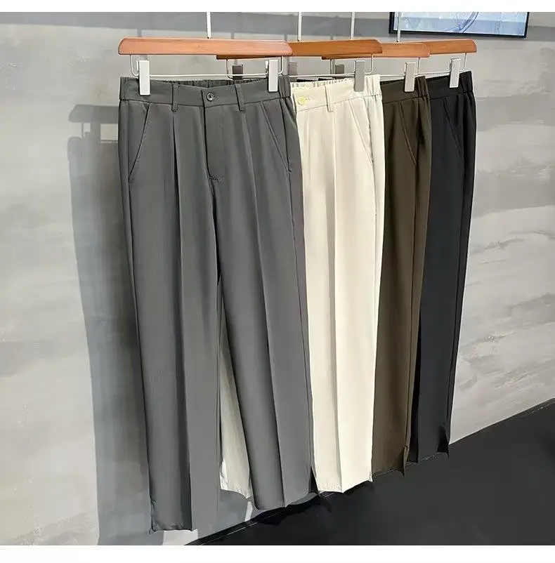 Men Korean Style Straight Pants Grey Spring Summer Casual — feature 9