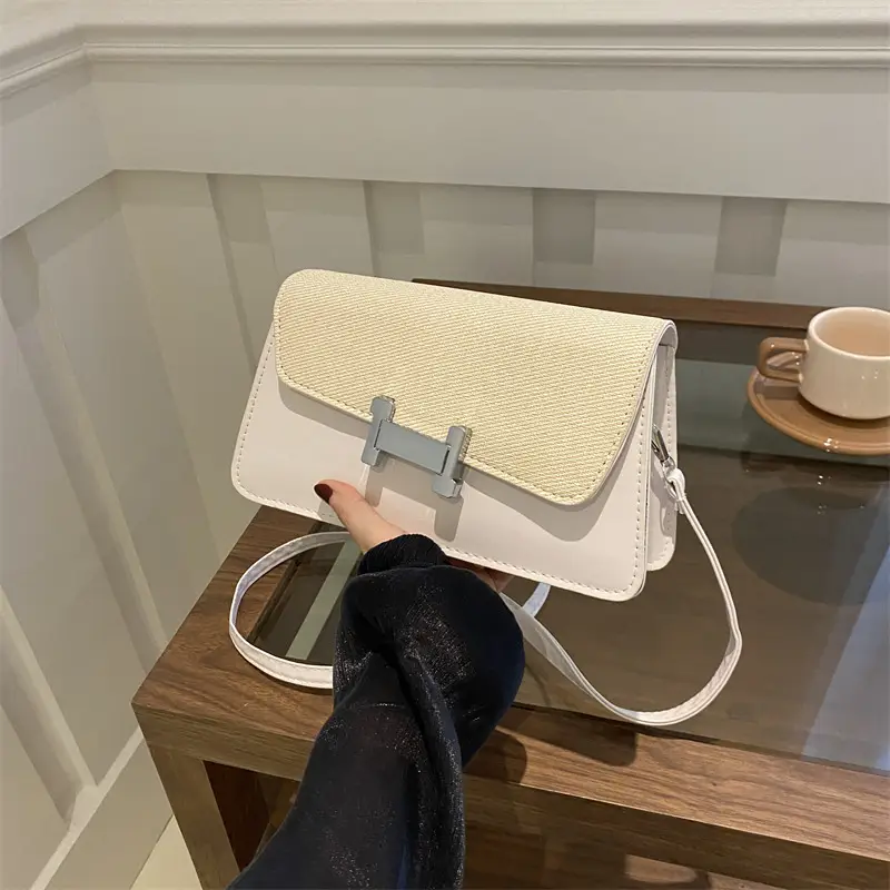 Korean Style H-Lock Shoulder Bag Brown