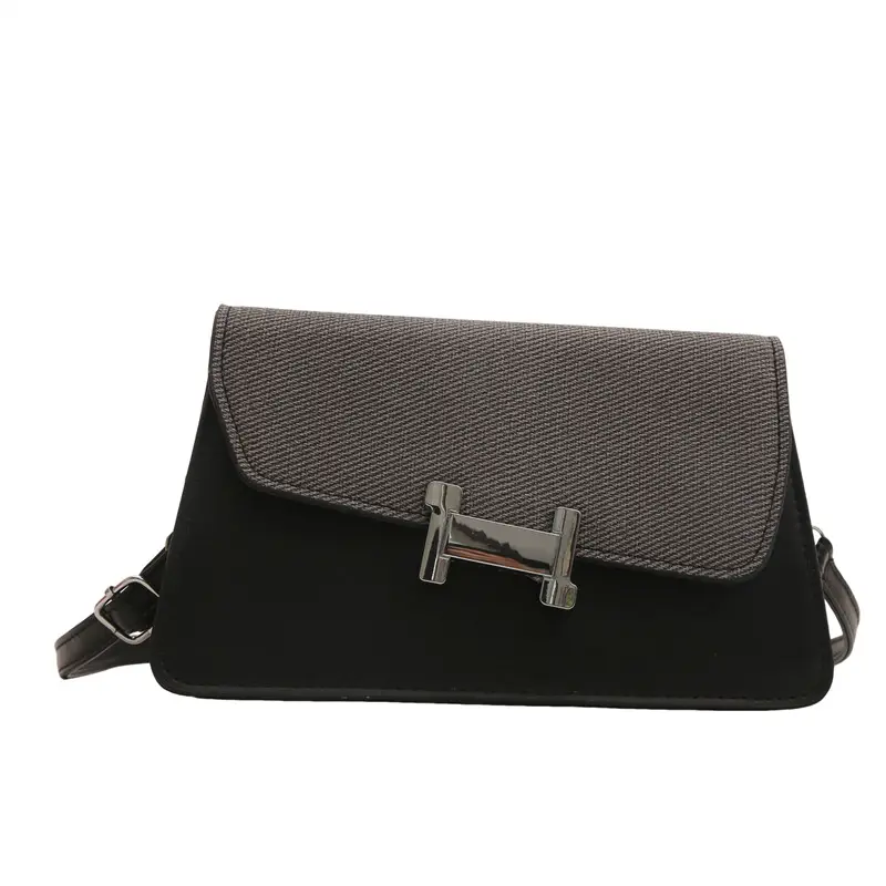 Korean Style H-Lock Shoulder Bag Brown