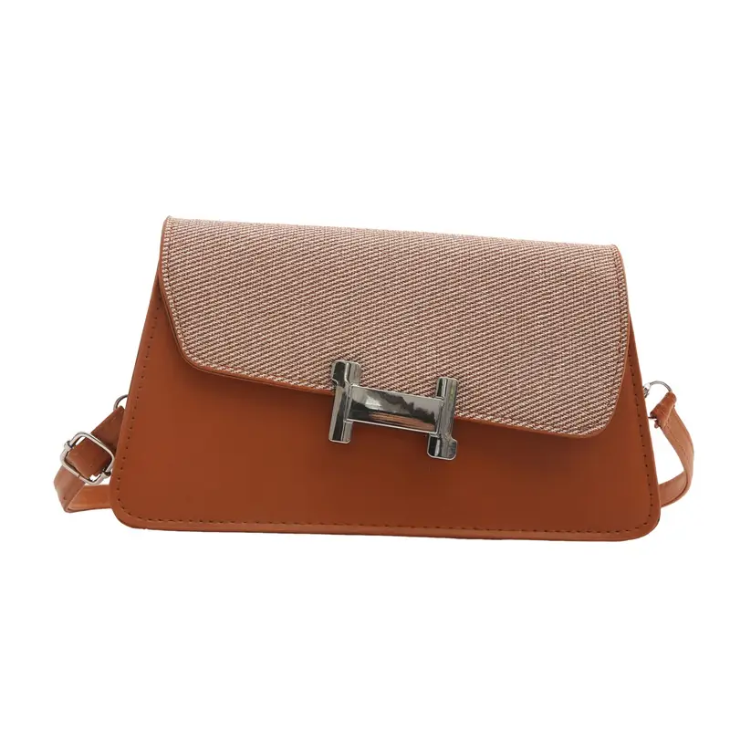 Korean Style H-Lock Shoulder Bag Brown