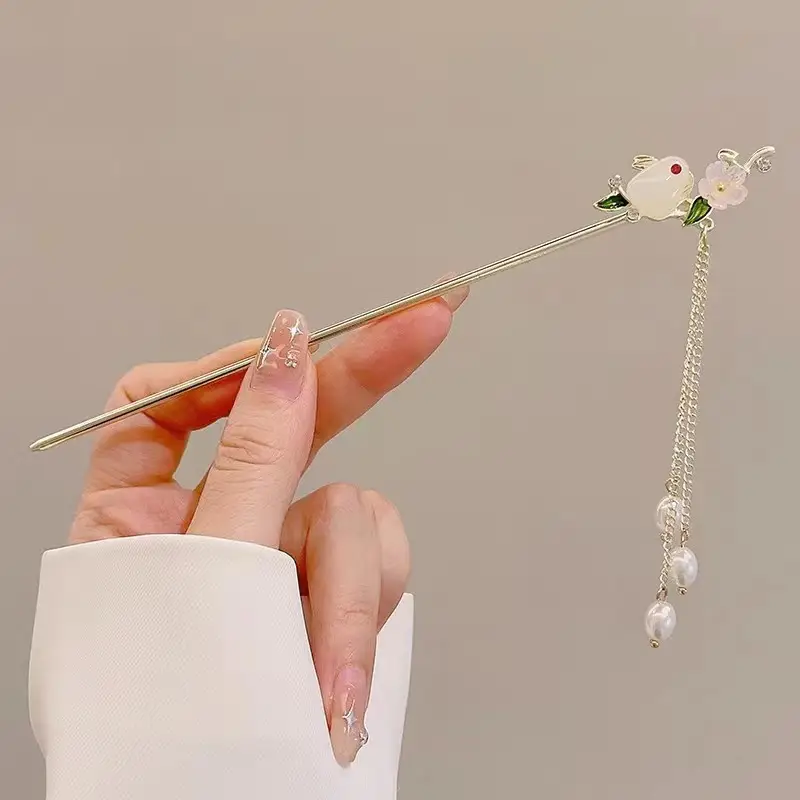New Chinese Style Antique Hairpin with Pearl Flower Design - Image 14