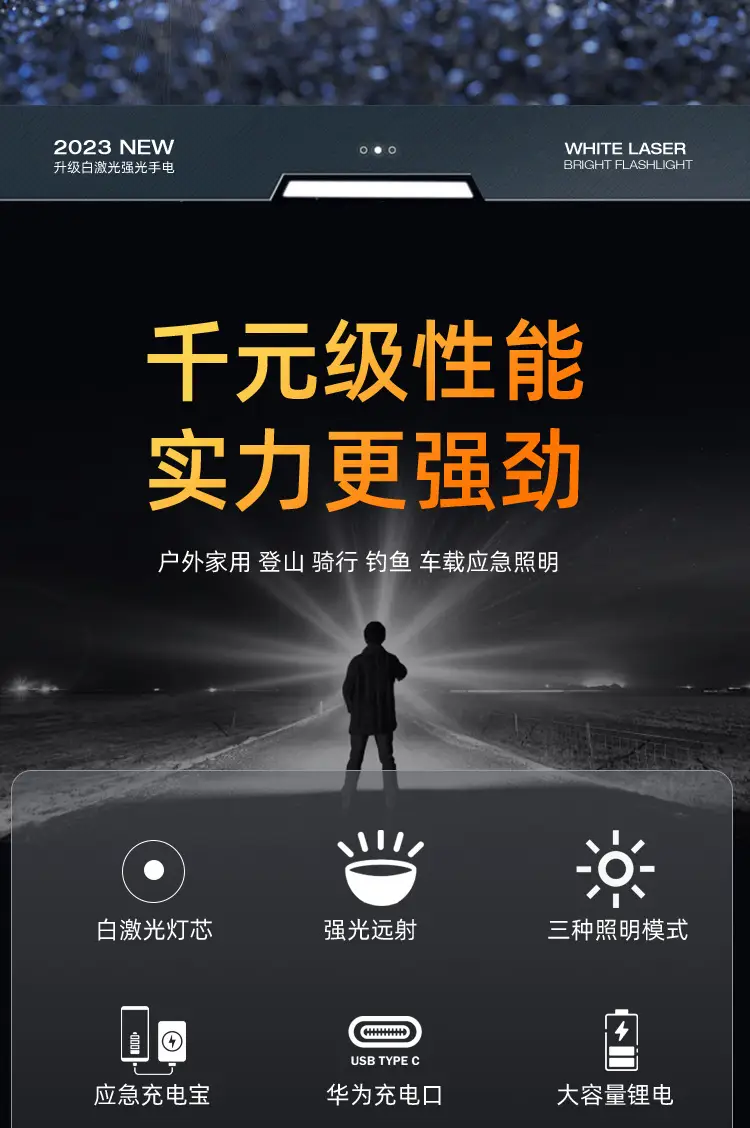 Rechargeable Cross-Border Flashlight with Digital Display — feature 11